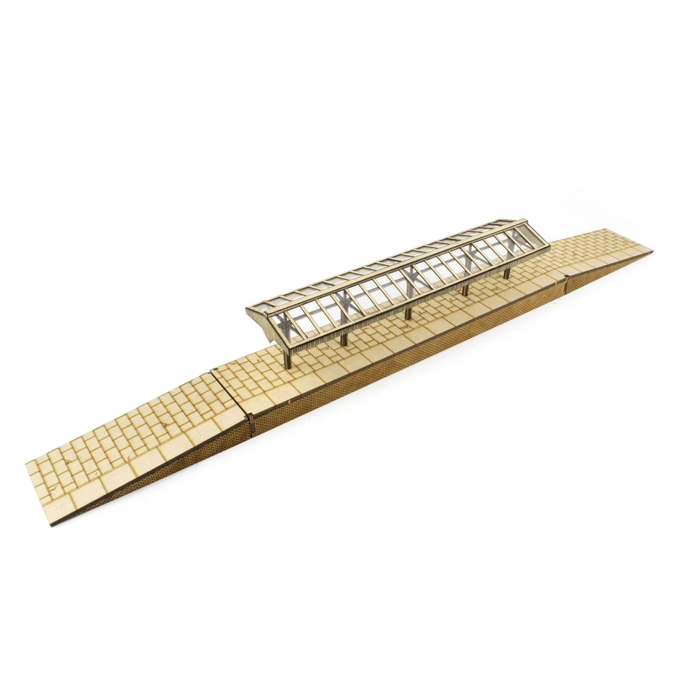 WWS Model Railway Station Platforms & Canopies –OO Gauge 1:76 MDF Building Track - Image 1 of 4