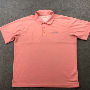 Columbia PFG Polo Shirt Men 2XL Pink Solid Short Sleeve Fishing Outdoors Vented* - Picture 1 of 13