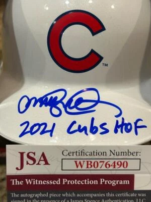 RYNE SANDBERG CHICAGO CUBS 2021 HOF SIGNED MINI HELMET MVP GG RARE JSA COA - Image 1 of 4