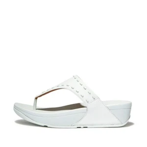 FitFlop Lulu GB1-A45 Toe-Post Sandals Women's Seafoam Blue Leather Rubber-Stud - Picture 1 of 35