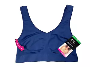 NWT Bali Women's L One Smooth U Smooth Wireless Support Bralette DFBRAL Navy - Picture 1 of 7