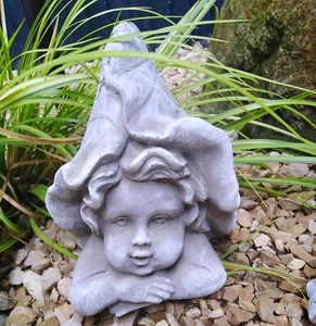Steinfigur Elfe Gartenfigur Figur Steinguss frostfest Gartendeko Kopf - Blatt - Bild 1 von 1
