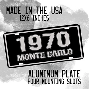 Compatible w Monte Carlo Muscle Car 1969-2007 Black Silver Metal License Plate - Picture 1 of 70