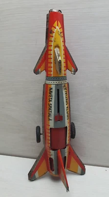 Vintage Tin Toy NAVETA SPATIALA ROCKET - AGATEX - ROMANIA LEI 45 NI 34584-79. 79 - Image 1 of 4