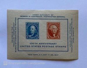 US STAMP SOUVENIER SHEET CIPEX SOUVENIER SHEET OF 2 , IMPERFORATED 100TH ANNIVER - Picture 1 of 1