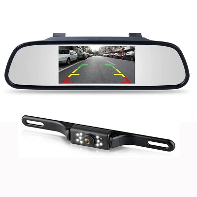 4.3" Mirror Monitor License Backup Camera For Car Reverse Rear view Front View - Image 1 of 4