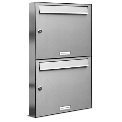 2er Premium Edelstahl Briefkasten Anlage für Außen Wand Design Postkasten 1x2 S - Bild 1 von 4