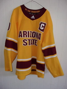 ARIZONA STATE Tyler Busch game-worn #10 gold hockey jersey with "C" (2018-2020) - Picture 1 of 7