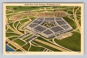 Postal de recuerdo vintage con vista aérea del Pentágono de Washington DC - Imagen 1 de 2