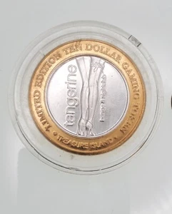 Ficha de casino de plata Treasure Island Tangerine Las Vegas 2005 $10, NV .999 - Imagen 1 de 3