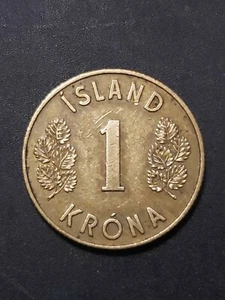 Iceland 1957 1 krona nickel-brass 22.5mm circulated coin... - Picture 1 of 2