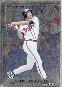 1996 Leaf Preferred Steel Atlanta Braves Baseball Card #10 David Justice