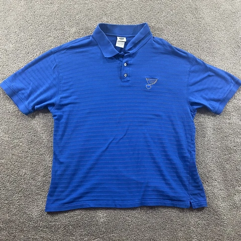 NHL St Louis Blues Shirt Mens XL Blue Short Sleeve Polo Pull Over Collar Cover
