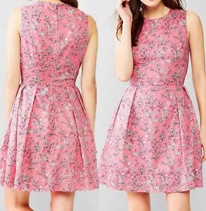 Gap Cotton Pink Floral Silky Finish Fit Flare Sleeveless Tank Round Neck Dress 0 - Picture 1 of 1