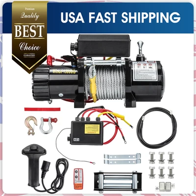 Electric Winch 12V 13000LBS Steel Cable For Jeep Truck Trailer Car Winch 4WD SUV - Image 1 of 4