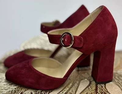 Michael Kors Alana Granate Gamuza MaryJane Bomba Tacón Bloque Talla 8 Nuevo En Caja Foto 1 de 4