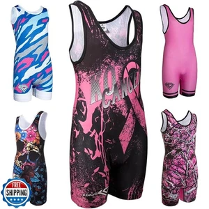 KO Sports Gear - Unisex Wrestling Singlet (KO Cancer, Adult Small) - Picture 1 of 5