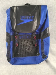 Vintage Speedo großer blauer Rucksack Büchertasche Badetasche Sport 90er Tribal Riemen - Bild 1 von 14