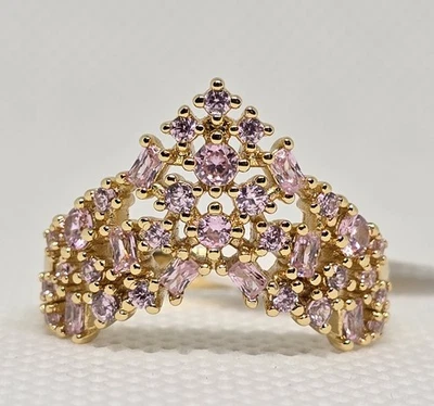 Anillo Bomb Party OG RG78528 'Si el fuego tuviera geometría' cuarzo rosa circonita dorada talla 7 Foto 1 de 4