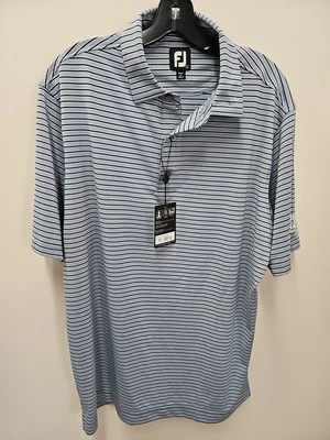 Camisa de golf FootJoy Polo Lisle clásica a rayas grande azul marino blanco gris Foto 1 de 4