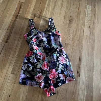 Traje de baño Blair traje de baño 1 pieza azul floral niño pantalones cortos talla 10 de colección usado en excelente estado Foto 1 de 4