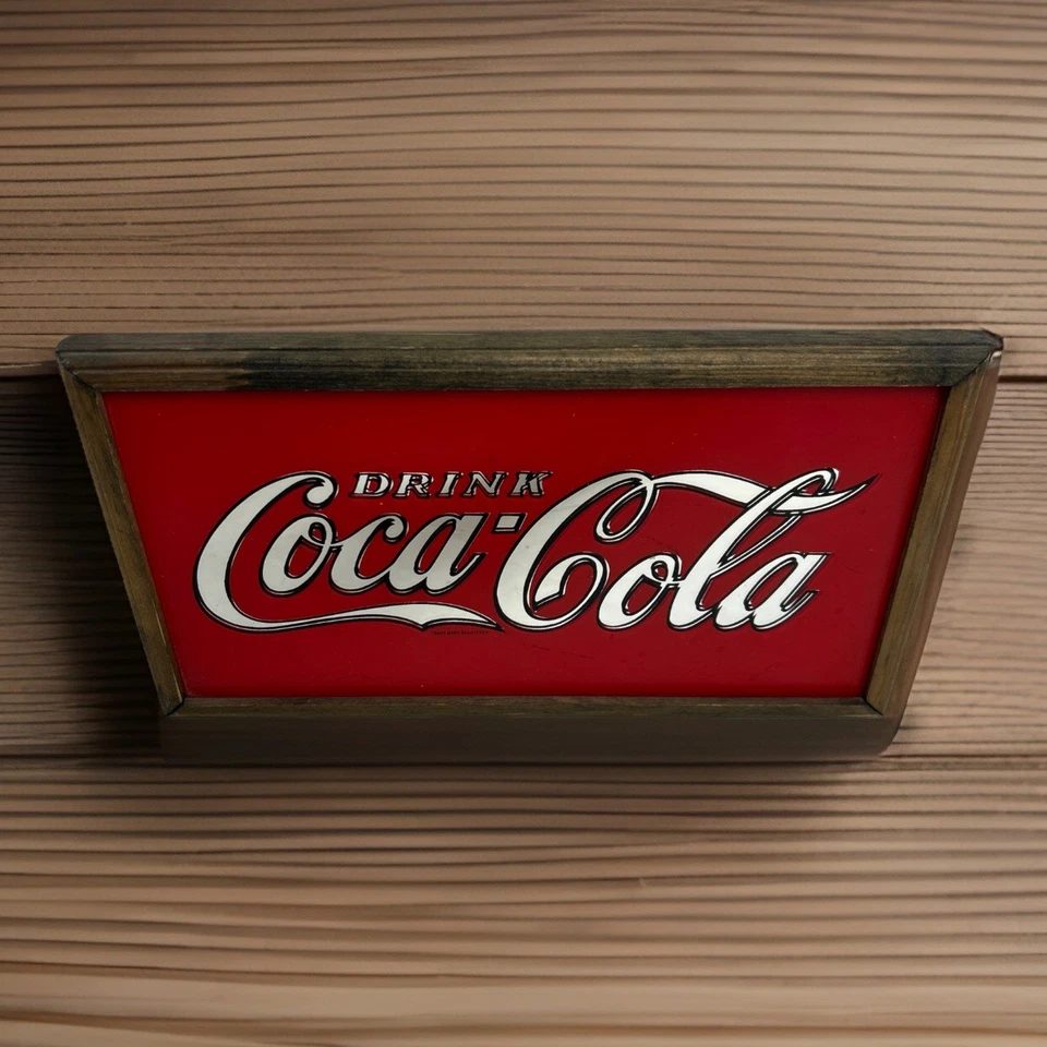 VINTAGE MIRRORED GLASS DRINK COCA - COLA SIGN - VGC - Image 1 of 4