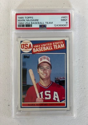 Topps Baseball #401 Mark McGWIRE 1984 equipo de béisbol de Estados Unidos PSA 9 como nuevo Foto 1 de 2