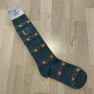 Calcetines de vestir largos Miami Hurricanes Argyle 10-13 marca Topsox fútbol universitario - Imagen 1 de 6