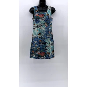 SHANNON MARIE Women's Vintage 70's Blue Sealife Square-Neck Mini Dress SZ S - Picture 1 of 9
