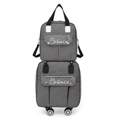 Mochila Oxford 2 em 1 carrinho impermeável com haste de tração destacável e rodas - Imagem 1 de 4