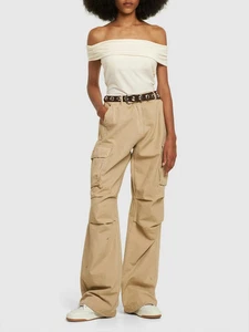 Maglia asimmetrica violoncello Riforma piccola panna spalle scoperte drappeggiata minimalista - Foto 1 di 6