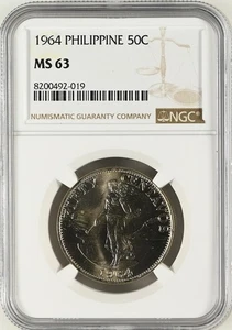 PHILIPPINES 50 Centavos 1964 NGC MS63 - Picture 1 of 4