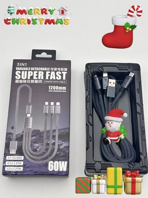 4 in 1 USB Type-C Cable Data Cord Super Fast Charging Cable For iPhone Samsung - Image 1 of 4