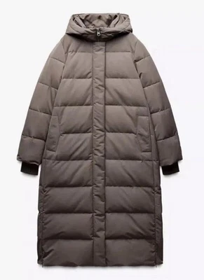 ZARA Coat Puffer Water and Wind Protection Hooded Long Anorak Coat Black size XS - Image 1 of 4