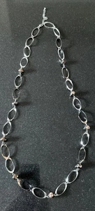 Jewelry Costume silver tone Necklace Circles 30 inch - Picture 1 of 4