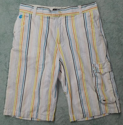 Pantalones Cortos Carga ROCAWEAR Vintage Extra Largos Pin Rayas Para Hombre Talla 36 Blanco Foto 1 de 4