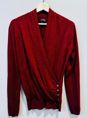 The Limited Envolvente Mantón Frontal Vacaciones Rojo Suéter Lana Viscosa Dorado Botones Med Foto 1 de 4