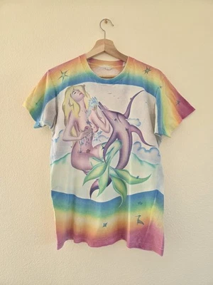 Винтажная футболка хиппи 70-х с аэрографическим искусством - Изображение 1 из 4