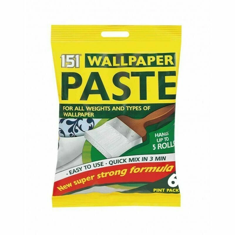 151 PRODUCTS & BURTOLINE WALLPAPER PASTE 5 ROLL EXTRA STRONG SUPER STICK ADHESIVE WALL PAPER PASTE.