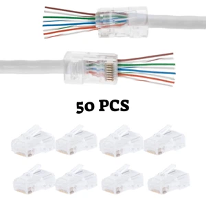 50 Stück RJ45 End Durchgangsstecker für CAT5e UTP Netzwerkkabel vergoldet - Bild 1 von 2