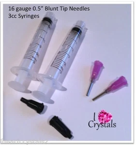 3cc 3ml syringe 16 gauge Blunt Needle Tips Glue Rhinestone Adhesive Flatback ink - Picture 1 of 2