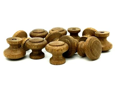 10 x ANTIQUE OAK KNOBS 30mm wooden cupboard door cabinet drawer wood knob (194) - Image 1 of 4