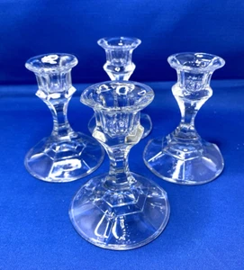 Taper Candle Holders Set of 4, Clear Glass Candlestick Holder - Picture 1 of 7