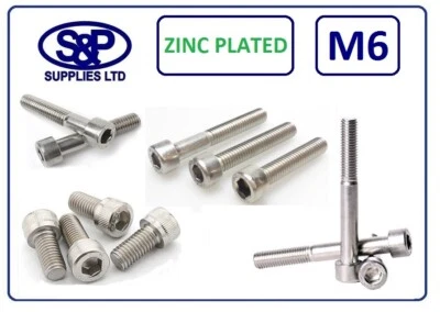 S&P SUPPLIES LTD M6 / 6MM / 6mm SOCKET CAP SCREW BZP ALLEN BOLT STEEL GR12.9 CAP HEAD ZINC PLATE