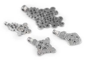 4 Pack: Ethiopian Silver Coptic Cross Pendants African White Metal Large Hole - Picture 1 of 2