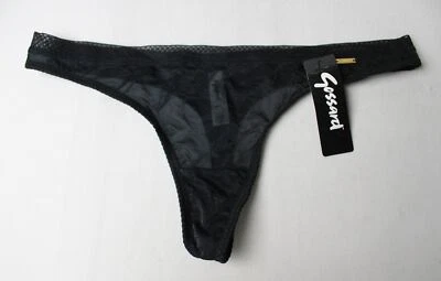 Tanga lencería para mujer Gossard brillantes cobertura mínima NN7 pequeña negra nueva con etiquetas Foto 1 de 4
