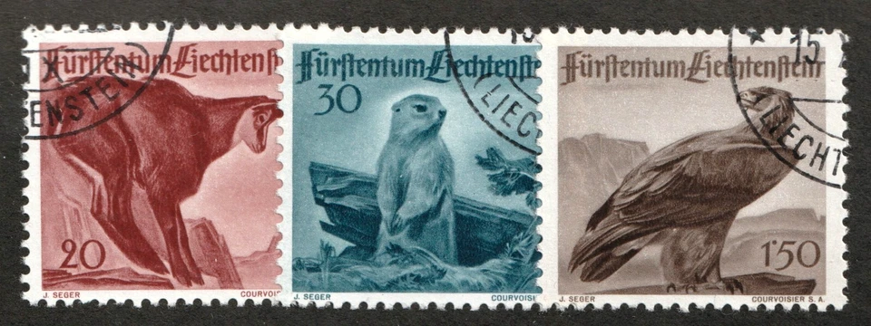 1947 Liechtenstein Furstentum Sc #223-5 - Animals. Used stamp set Cv$24.15 - Image 1 of 1