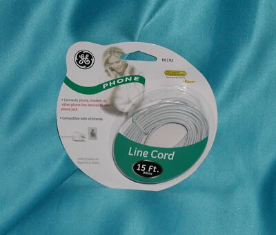 GE Line Cord 15 ft Phone White 86192 “Factory New Great Find SALE”!! - Image 1 of 2