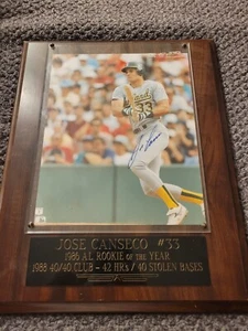 Jose Canseco Autographed Picture With Plauqe Mounted - Picture 1 of 4