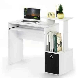 Student Computer Desk Drawer Shelves Storage White/Black College Dorm Bedroom - Picture 1 of 4